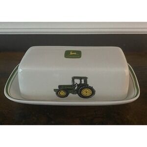 Gibson John Deere COVERED BUTTER DISH Nothing Runs Like a Deere